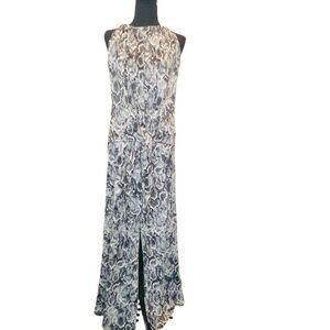 Julian Chang Halter Wide Leg Snake Print 2-Piece Top Pants Set Black Size Small